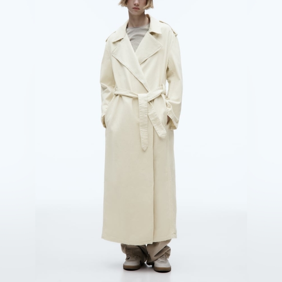 Zara Belted Cotton Top Coat - Picture 2 of 13